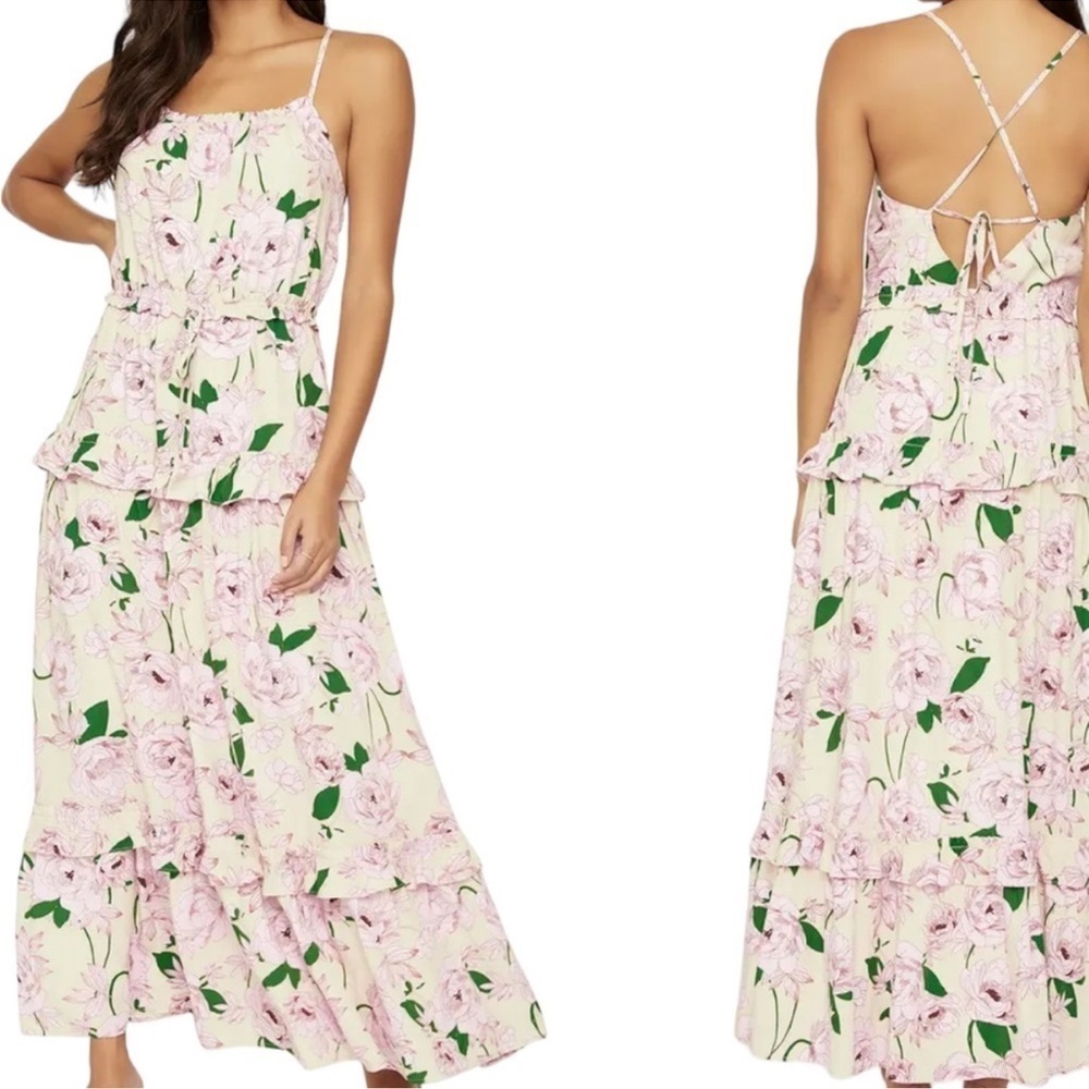 Lost + Wander Hawaiian Rose Tiered Maxi Dress Nwt